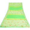 Sanskriti Vintage Sarees Green Pure Georgette Silk Printed Sari 5yd Craft Sustainable Fabric