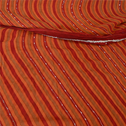 Sanskriti Vintage Sarees Pure Georgette Printed Hand Beaded Sari Craft Sustainable Fabric