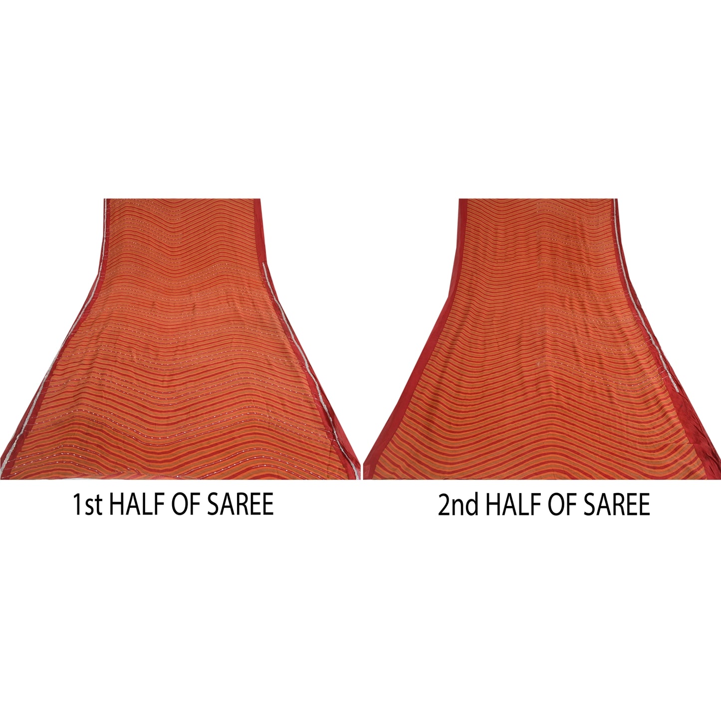 Sanskriti Vintage Sarees Pure Georgette Printed Hand Beaded Sari Craft Sustainable Fabric