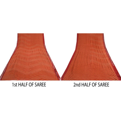 Sanskriti Vintage Sarees Pure Georgette Printed Hand Beaded Sari Craft Sustainable Fabric