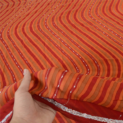 Sanskriti Vintage Sarees Pure Georgette Printed Hand Beaded Sari Craft Sustainable Fabric