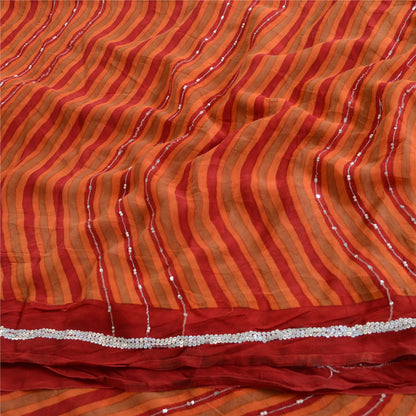 Sanskriti Vintage Sarees Pure Georgette Printed Hand Beaded Sari Craft Sustainable Fabric