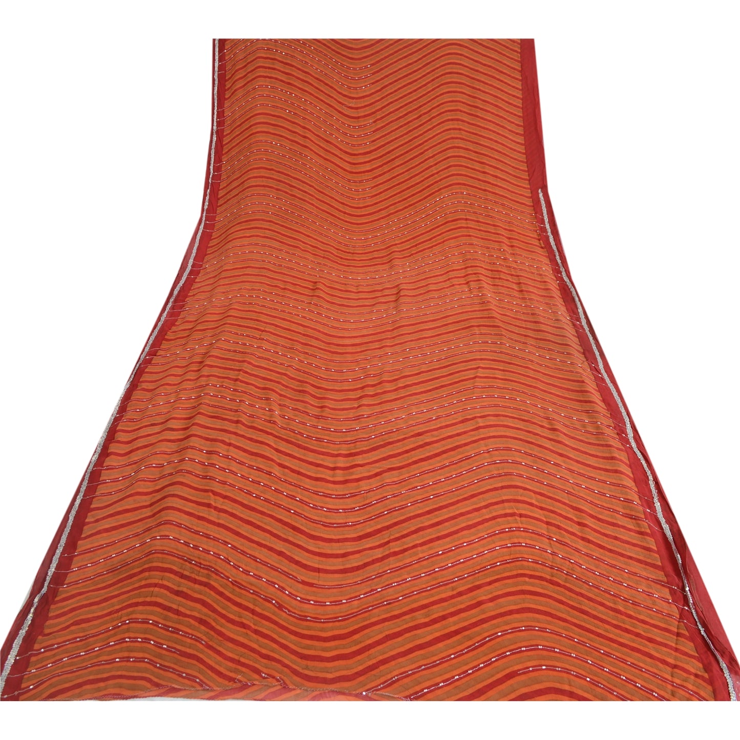 Sanskriti Vintage Sarees Pure Georgette Printed Hand Beaded Sari Craft Sustainable Fabric