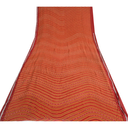 Sanskriti Vintage Sarees Pure Georgette Printed Hand Beaded Sari Craft Sustainable Fabric