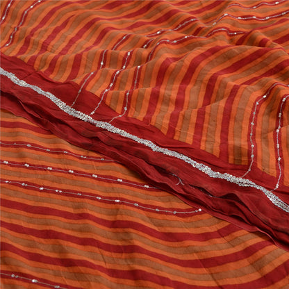 Sanskriti Vintage Sarees Pure Georgette Printed Hand Beaded Sari Craft Sustainable Fabric