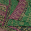Sanskriti Vintage Sarees Green Pure Georgette Silk Woven Printed Sari 5yd Sustainable Fabric