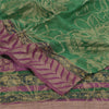 Sanskriti Vintage Sarees Green Pure Georgette Silk Woven Printed Sari 5yd Sustainable Fabric