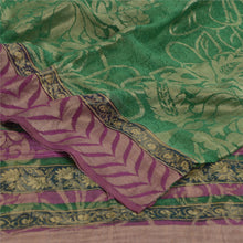 Load image into Gallery viewer, Sanskriti Vintage Sarees Green Pure Georgette Silk Woven Printed Sari 5yd Fabric
