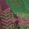 Sanskriti Vintage Sarees Green Pure Georgette Silk Woven Printed Sari 5yd Sustainable Fabric