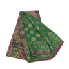 Sanskriti Vintage Sarees Green Pure Georgette Silk Woven Printed Sari 5yd Sustainable Fabric