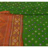 Sanskriti Vintage Sarees Green/Orange Pure Crepe Silk Sari Printed Craft Sustainable Fabric