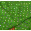 Sanskriti Vintage Sarees Green/Orange Pure Crepe Silk Sari Printed Craft Sustainable Fabric