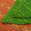 Sanskriti Vintage Sarees Green/Orange Pure Crepe Silk Sari Printed Craft Sustainable Fabric