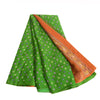 Sanskriti Vintage Sarees Green/Orange Pure Crepe Silk Sari Printed Craft Sustainable Fabric
