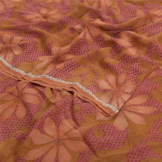 Sanskriti Vintage Sarees Multicolor Pure Georgette Silk Print Sari Craft Sustainable Fabric