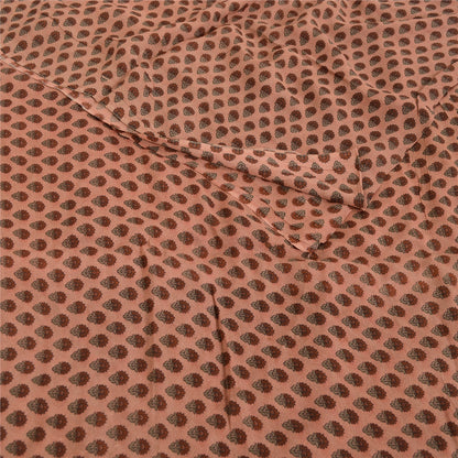 Sanskriti Vintage Sarees Pink Pure Georgette Paisley Print Sari 5yd Craft Fabric