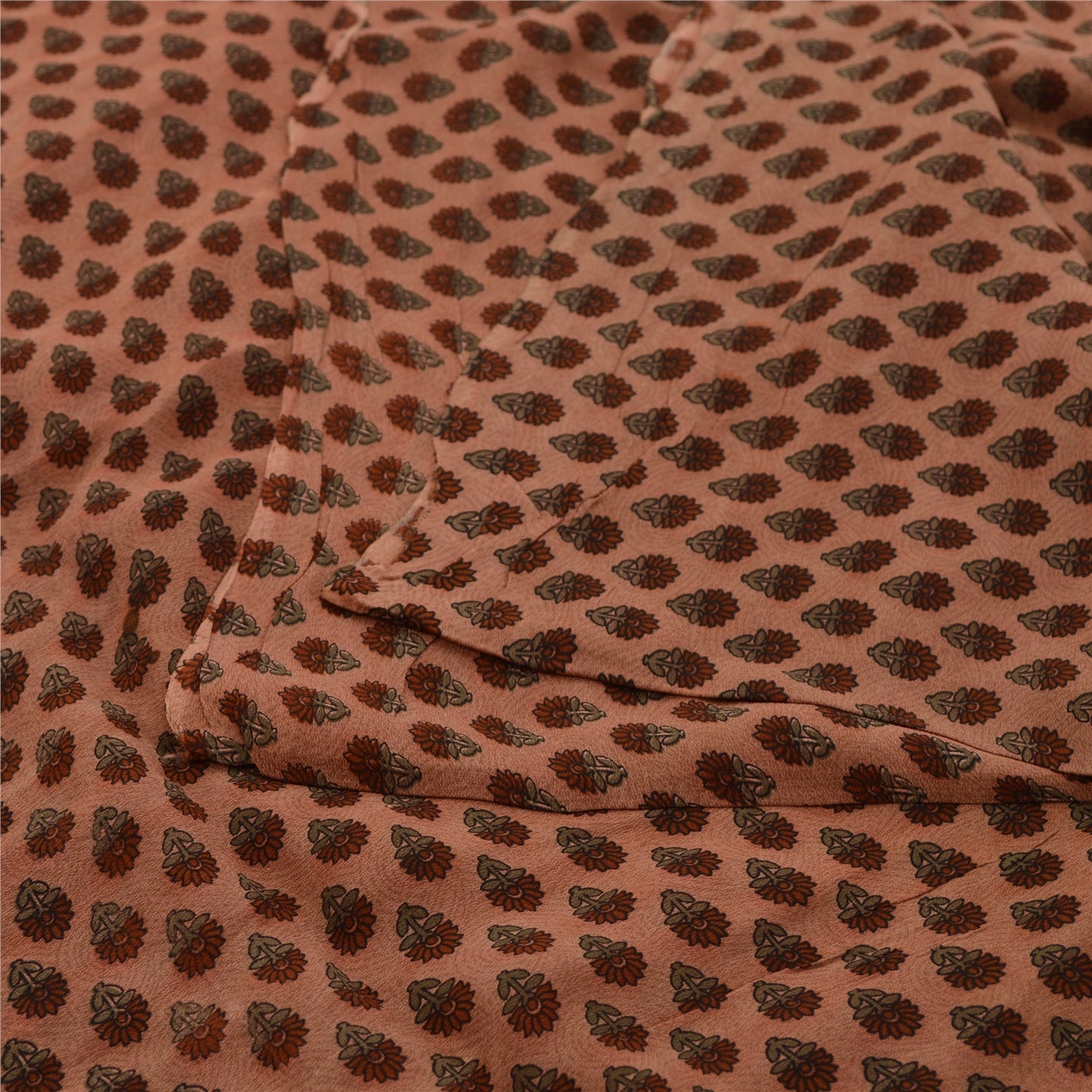 Sanskriti Vintage Sarees Pink Pure Georgette Paisley Print Sari 5yd Craft Fabric