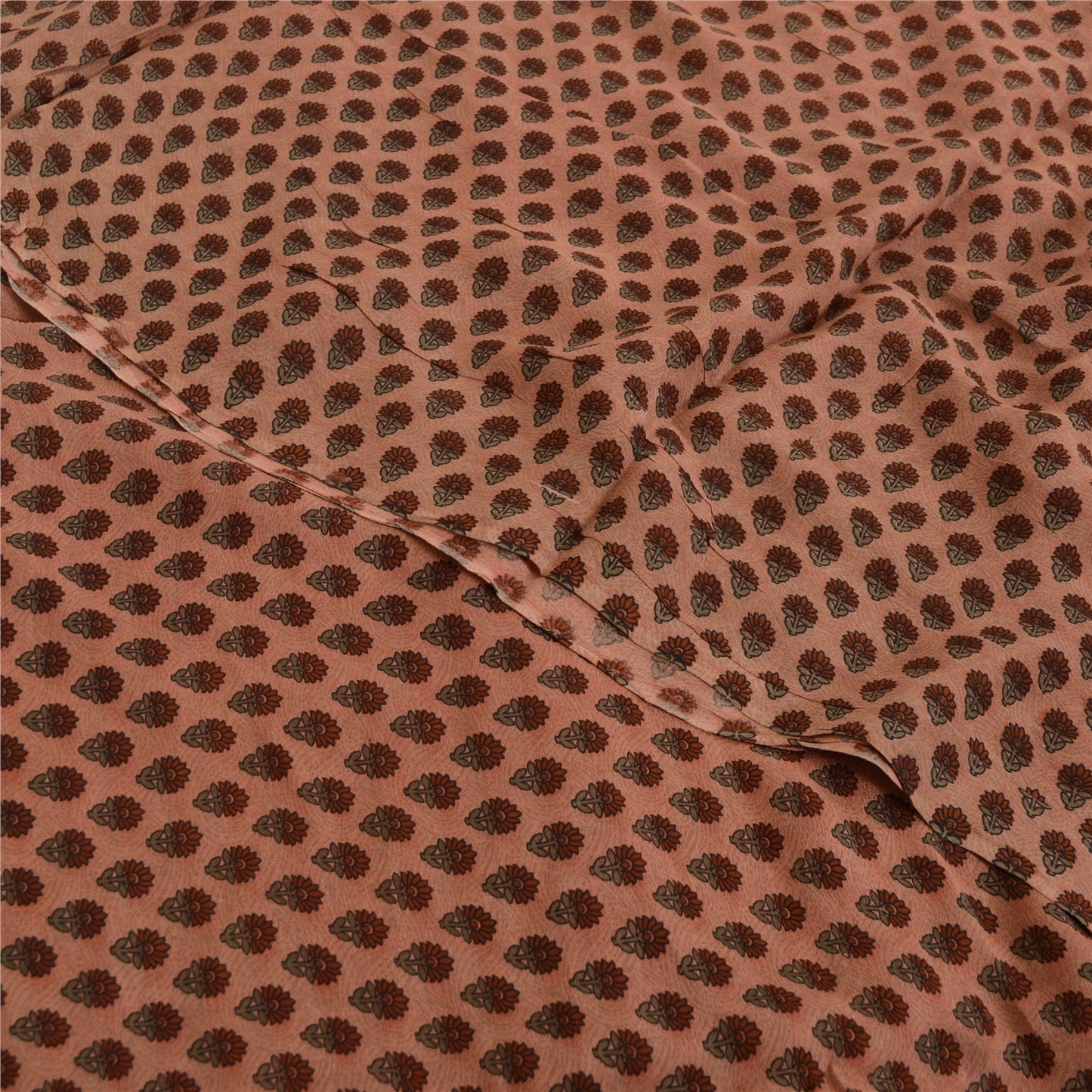 Sanskriti Vintage Sarees Pink Pure Georgette Paisley Print Sari 5yd Craft Fabric