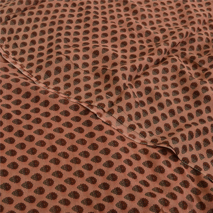 Sanskriti Vintage Sarees Pink Pure Georgette Paisley Print Sari 5yd Craft Fabric