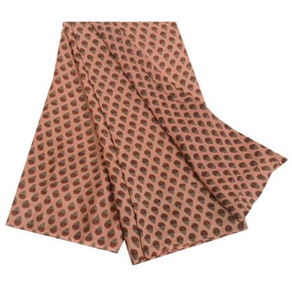 Sanskriti Vintage Sarees Pink Pure Georgette Paisley Print Sari 5yd Craft Fabric