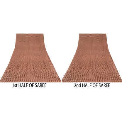 Sanskriti Vintage Sarees Pink Pure Georgette Paisley Print Sari 5yd Craft Fabric