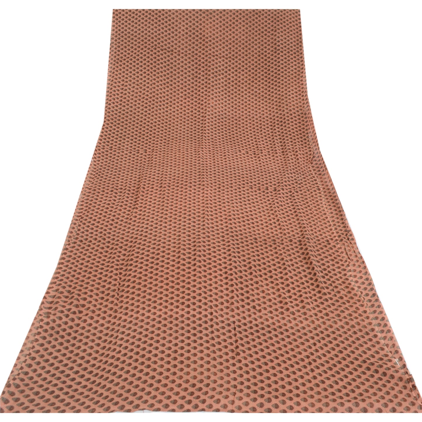 Sanskriti Vintage Sarees Pink Pure Georgette Paisley Print Sari 5yd Craft Fabric