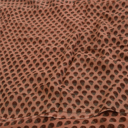 Sanskriti Vintage Sarees Pink Pure Georgette Paisley Print Sari 5yd Craft Fabric