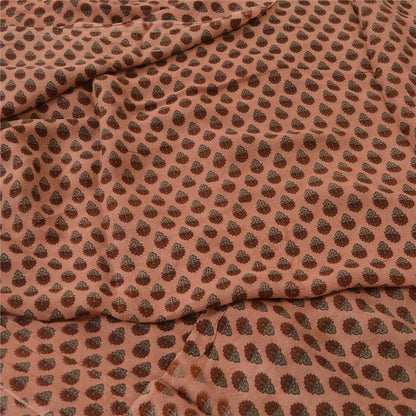 Sanskriti Vintage Sarees Pink Pure Georgette Paisley Print Sari 5yd Craft Fabric