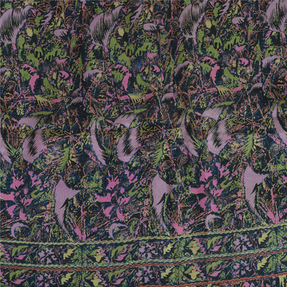 Sanskriti Vintage Sarees Sort Ren Georgette Trykt Vævet Sari Håndværk Bæredygtigt Stoff