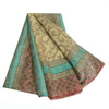 Sanskriti Vintage Sarees Cremefarvede Sari i Ren Georgette Silke Trykt 5 m Håndværksmæssigt Bæredygtigt Stoff
