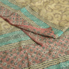 Sanskriti Vintage Sarees Cremefarvede Sari i Ren Georgette Silke Trykt 5 m Håndværksmæssigt Bæredygtigt Stoff