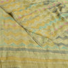 Сари Sanskriti Vintage Green Blend Georgette Print/Woven Sari 5yd Craft Sustainable Fabric