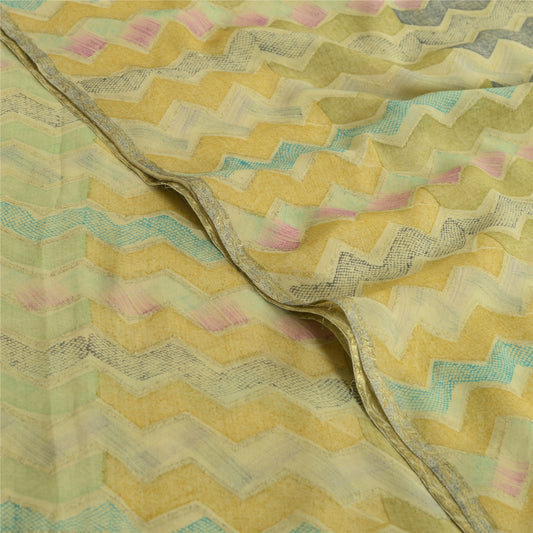 Sanskriti Vintage Sarees Green Blend Georgette Print/Woven Sari 5yd Craft Sustainable Fabric