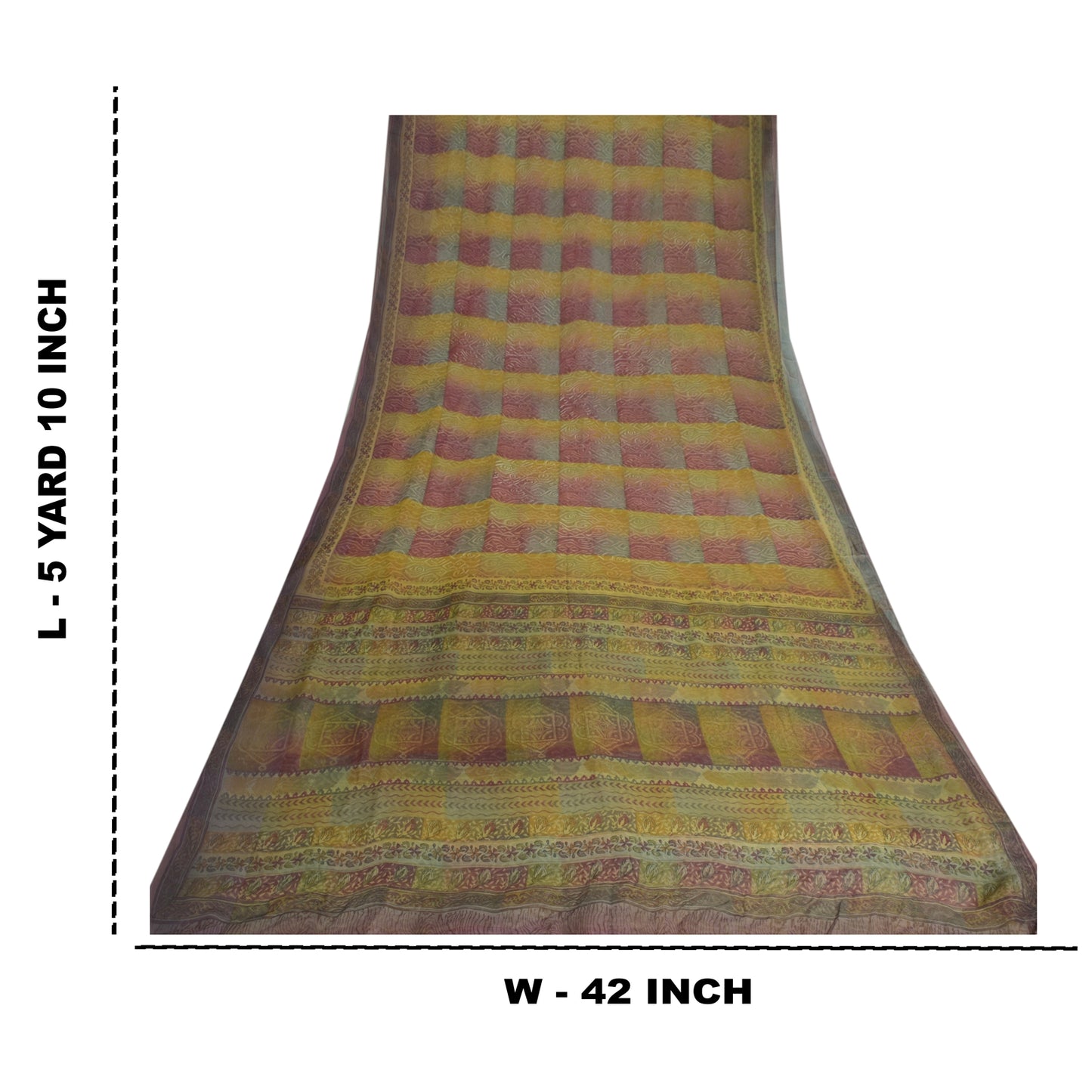 Sanskriti Vintage Sarees Multi Pure Georgette Silk Printed Sari 5yd Craft Sustainable Fabric