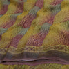 Sanskriti Vintage Sarees Multi Pure Georgette Silk Printed Sari 5yd Craft Sustainable Fabric