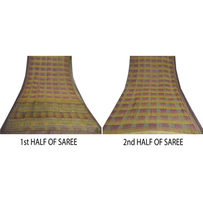 Sanskriti Vintage Sarees Multi Pure Georgette Silk Printed Sari 5yd Craft Sustainable Fabric
