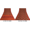 Sanskriti Vintage Sarees Dark-Red Pure Georgette Silk Printed Sari Craft Sustainable Fabric
