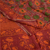 Sanskriti Vintage Sarees Dark-Red Pure Georgette Silk Printed Sari Craft Sustainable Fabric