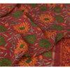 Sanskriti Vintage Sarees Dark-Red Pure Georgette Silk Printed Sari Craft Sustainable Fabric
