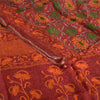 Sanskriti Vintage Sarees Dark-Red Pure Georgette Silk Printed Sari Craft Sustainable Fabric