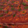 Sanskriti Vintage Sarees Dark-Red Pure Georgette Silk Printed Sari Craft Sustainable Fabric
