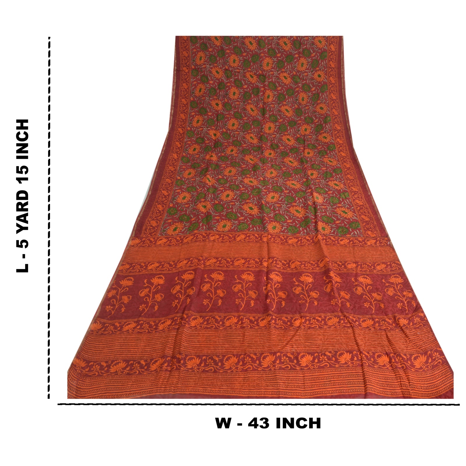 Sanskriti Vintage Sarees Mørkerøde Ren Georgette Silke Trykt Sari Håndværksmæssigt Bæredygtigt Stoff