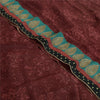 Sanskriti Vintage Sarees Dark Red Pure Georgette Silk Printed Sari Craft Sustainable Fabric
