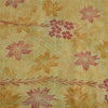 Sanskriti Vintage Sarees Pale-Yellow Pure Georgette Printed Sari Craft Sustainable Fabric