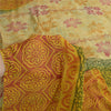 Sanskriti Vintage Sarees Pale-Yellow Pure Georgette Printed Sari Craft Sustainable Fabric