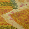 Sanskriti Vintage Sarees Pale-Yellow Pure Georgette Printed Sari Craft Sustainable Fabric