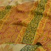 Sanskriti Vintage Sarees Pale-Yellow Pure Georgette Printed Sari Craft Sustainable Fabric