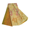 Sanskriti Vintage Sarees Pale-Yellow Pure Georgette Printed Sari Craft Sustainable Fabric
