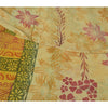 Sanskriti Vintage Sarees Pale-Yellow Pure Georgette Printed Sari Craft Sustainable Fabric