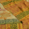 Sanskriti Vintage Sarees Pale-Yellow Pure Georgette Printed Sari Craft Sustainable Fabric